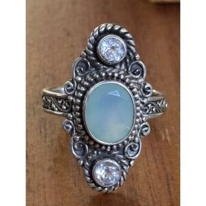 Bali Designs By Robert Manse Sterling Silver Chalcedony Ring Size 9.25